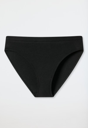 Slip Rio realizzati in cotone biologico a doppia costa, nero - Pure Rib