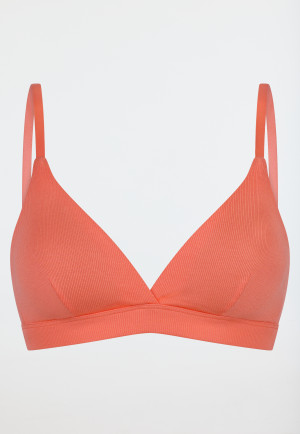 Soft bra double rib removable pads peach - Pure Rib