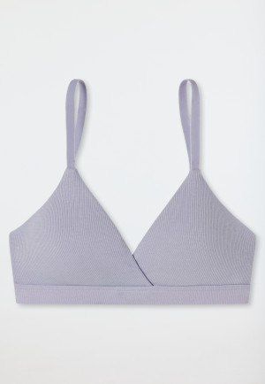 BH bügellos Doppelripp Organic Cotton herausnehmbare Pads flieder - Pure Rib