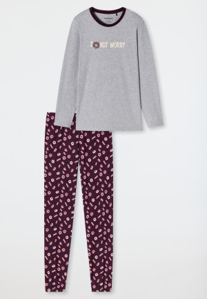 Pyjama lang biologisch katoen donuts grijs-gemêleerd - Teens Nightwear