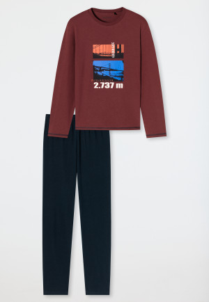 Pyjama long coton bio Golden Gate marron - Teens Nightwear