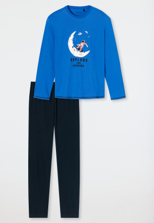 Pyjama long coton bio astronaute bleu roi - Teens Nightwear