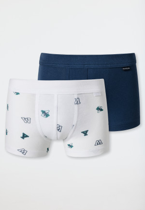 Confezione da 2 pantaloncini in morbido cotone biologico con fantasia  varsity, blu scuro/bianco - Rat Henry