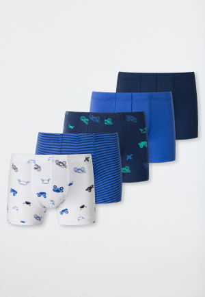 Shorts 5er-Pack Organic Cotton Softbund Weltraum-Fahrzeuge Ringel mehrfarbig - 95/5