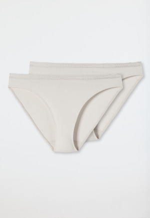 Confezione da 2 slip Rio in pizzo, color sabbia - Cotton Lace