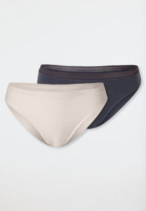 Rio-Slips 2er-Pack Spitze graphit/grau-jaspe - Cotton Lace