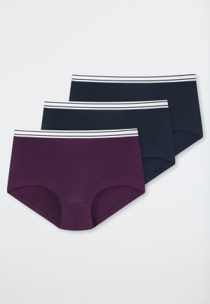 Shorts 3er-Pack Organic Cotton Streifen nachtblau/ beere - 95/5
