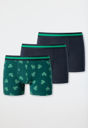 Boxer briefs 3-pack organic cotton stripes midnight blue/dark green patterned - 95/5