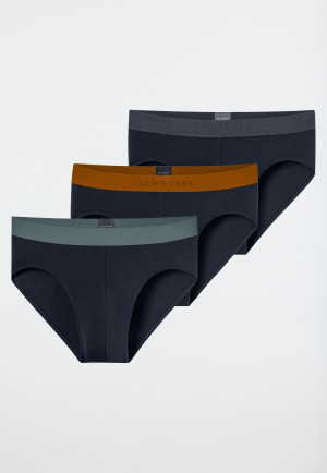 Slip rio confezione da 3 pezzi in cotone organico elastico in vita in tessuto tramato multicolore - 95/5