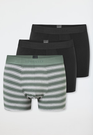 Shorts 3-pack Organic Cotton woven elastic waistband plain/stripes multi-colored - 95/5