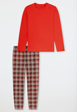 Schlafanzug lang kariert praline - Casual Essentials