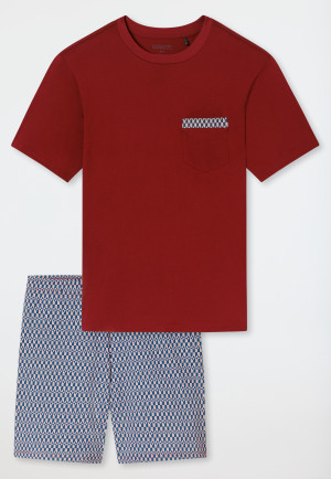 Short pyjamas patterned red - Comfort Nightwear
