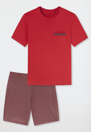 Pyjama court coton bio carreaux rouge piment - Comfort Nightwear