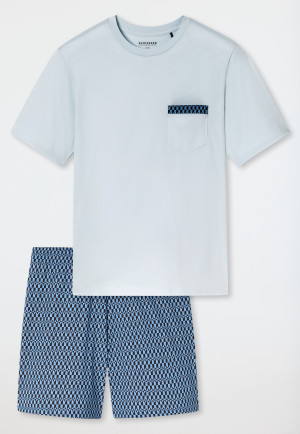 Pyjama kort lichtblauw patroon - Comfort Nightwear