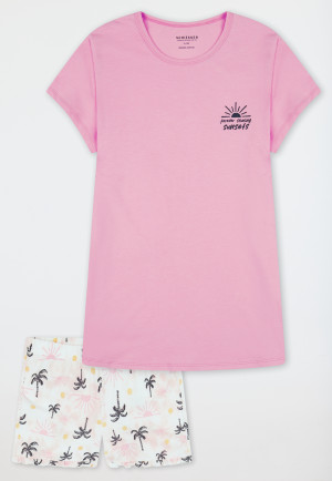 Schlafanzug kurz Organic Cotton Palmen powder pink - Nightwear