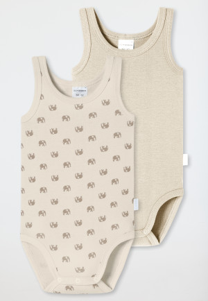 Bodies 2-pack fine rib straps elephants cream - Natural Love