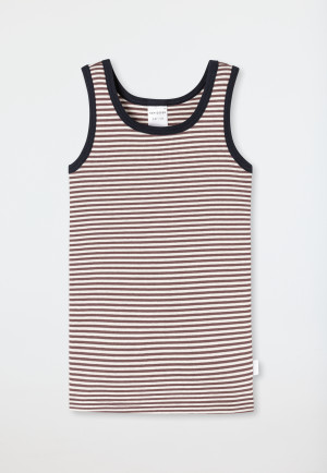 Maillot de corps à double côtes avec rayures chocolat - Double Rib