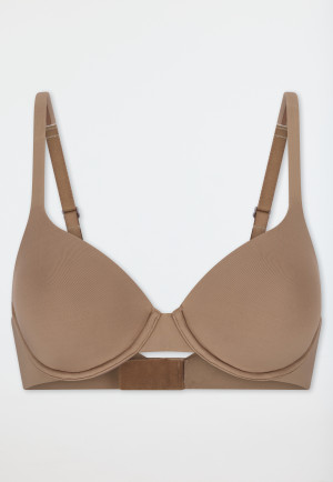 Soutien-gorge à coques avec armatures et bonnets coulissants, couleur nougat - Unique Micro