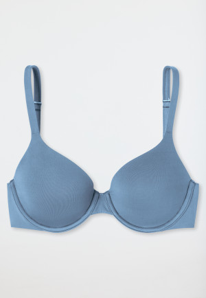 Underwired bra with gliding cups blue-grey - Unique Micro