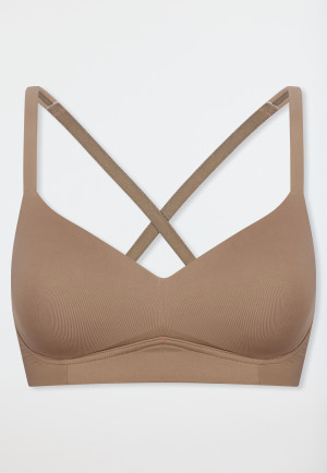 Soutien-gorge souple à coques et bonnets coulissants, couleur nougat - Unique Micro