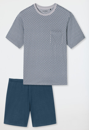 Short pyjamas with silver patterned chest pocket - Comfort Essentials