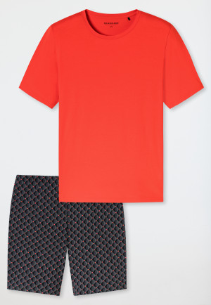 Schlafanzug kurz hellrot gemustert - Casual Essentials