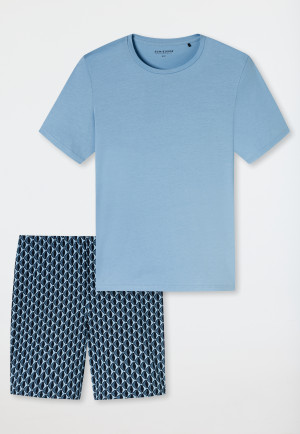 Schlafanzug kurz pacific blue gemustert - Casual Essentials