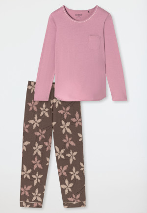Schlafanzug lang Blumen rosenholz - Comfort Nightwear