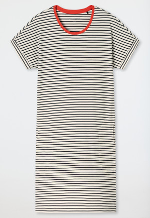 Sleepshirt kurzarm Streifen off-white - Casual Essentials