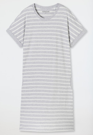 Sleepshirt kurzarm Streifen silbergrau-meliert - Casual Essentials