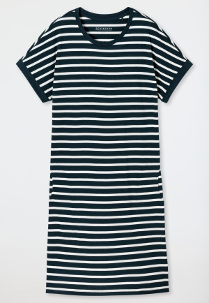 Sleepshirt short sleeve stripes midnight blue - Casual Essentials