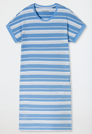 Sleep shirt short sleeve stripes light blue - Casual Essentials