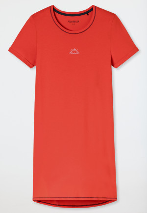 Sleepshirt kurzarm Print hellrot - Casual Essentials
