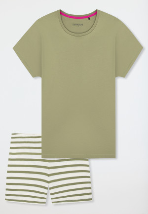 Schlafanzug kurz Ringel linde - Casual Essentials