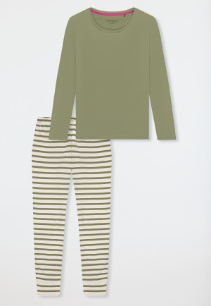 Schlafanzug lang Ringel linde - Casual Essentials