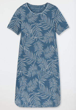 Nachthemd kurzarm Palmenprint atlantikblau - Comfort Nightwear