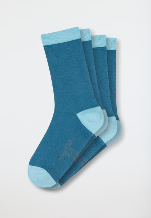 Chaussettes pour femmes Lot de 2 Coton biologique Colour Blocking bleu clair/gris - 95/5
