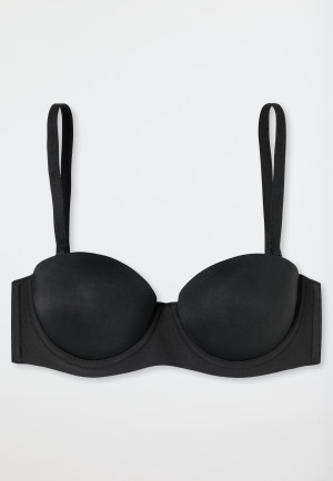 Bandeau-BH mit abnehmbaren Trägern und gleitenden Cups schwarz - Unique Micro