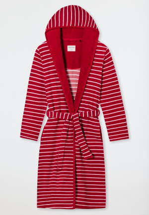 Bademantel Leichtfrottee rot gestreift - Feather Terry
