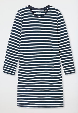 Long sleeve striped sleep shirt midnight blue - Casual Essentials