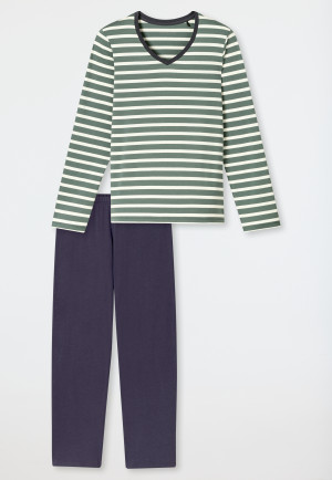 Schlafanzug lang Ringel mineral - Casual Essentials