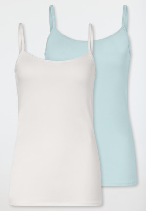Spaghetti tops 2-pack sand/mint - Modal Essentials