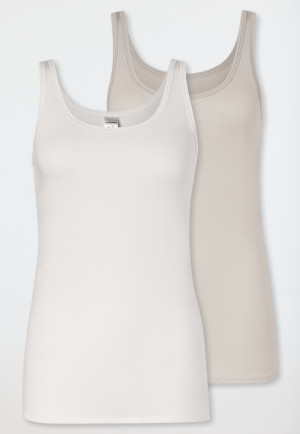 Tanktops set van 2 zand/grijs jaspé - Modal Essentials