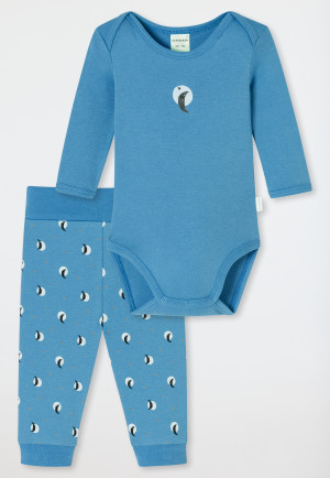 2-delige babyset fijnrib body broek met lange mouwen mauve - Natural Love