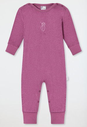 Babyanzug lang mit Fuß unisex Frottee Modal Eule malve - Natural Love