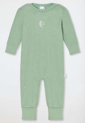 Babyanzug lang mit Fuß unisex Frottee Modal Mond hellgrün - Natural Love