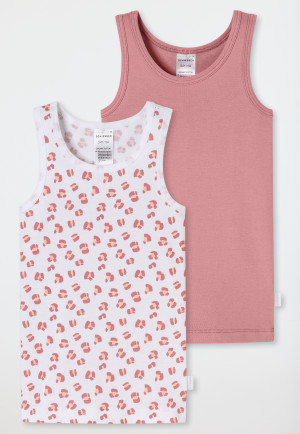 Unterhemden 2er-Pack Animal-Print malve/ weiß - Fine Rib