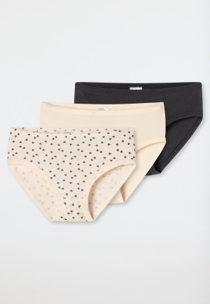 3-pack of Briefs, Hearts, Graphite/Off-White - Fine Rib