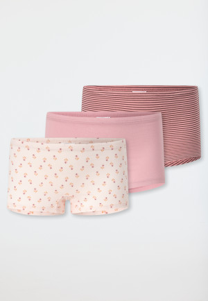 Set van 3 korte shortjes met streepjes en bloemetjes, roze - 95/5