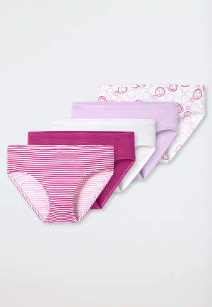 Confezione da 5 pezzi di mutande a righe smileys multicolore - 95/5